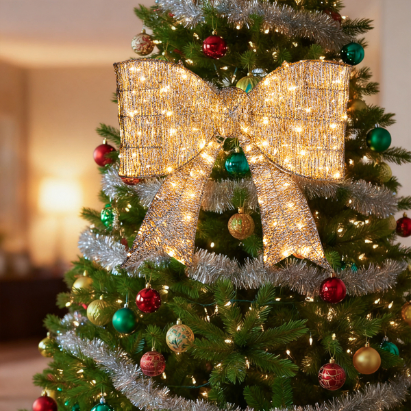Pre-lit Outdoor Giant Bowknot Christmas Decoration, Lighted Metal Frame With 124 Warm White LED Lights… image 15