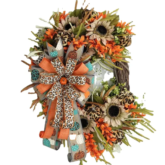 Artificial Plant Front Decoration Leopard Garland Sunflower Door Hanging Orange - Shop at LoveMi