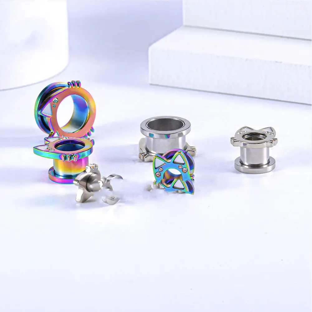 Earring New Cute Silver White Shell Cat Ear Titanium