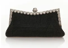Aluminum Sheet Party Clutch Rhinestone Aluminum Beads - Black - View 1