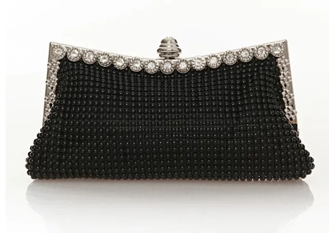 Aluminum Sheet Party Clutch Rhinestone Aluminum Beads Black - Shop at LoveMi