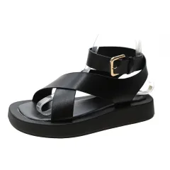 New Net Celebrity Fairy Style Student Fashion Platform Platform Roman Beach Shoes - Black - View 1
