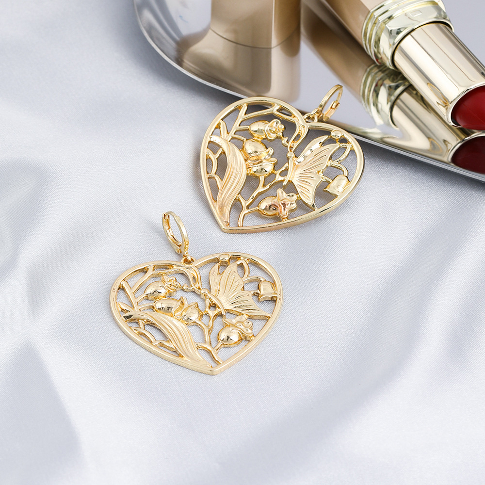 Trendy Earrings Alloy Hollow Plant Flowers