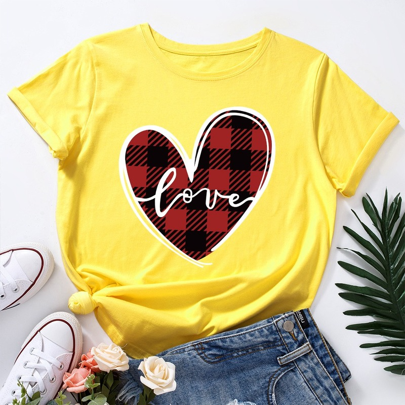 Title 9, Love Print Loose Round Neck Short Sleeve T-shir...