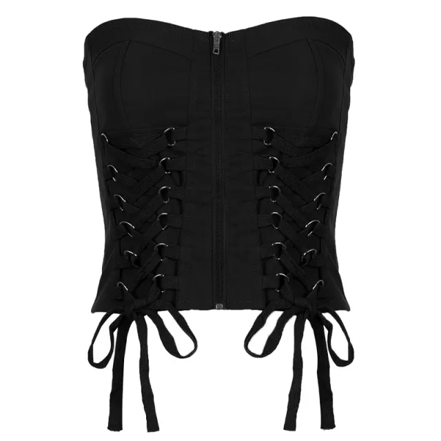 Wearing A Short And Careful Machine Exposed Navel Top Black - Shop at LoveMi