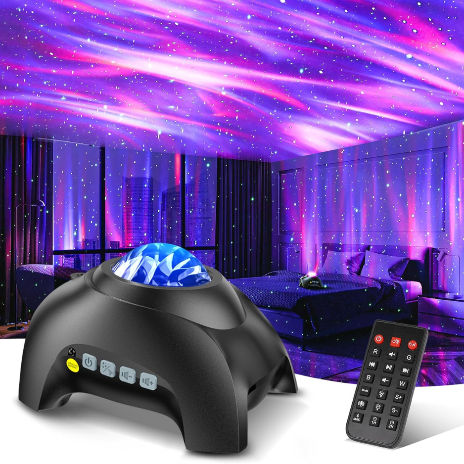 Northern Galaxy Aurora Projector, 33 Light Effects LED Star & Nebula Night Light, Bluetooth Speaker With Remote Control & White Noise
