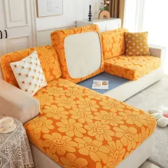 Cross Border High Elastic Knitted Sofa Cushion Cover Three-dimensional Jacquard - Sunflower Golden - View 1