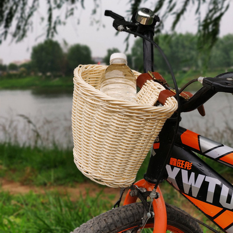 Wicker Bicycle Handlebar Imitated Rattan Basket Multicolor (21cm x 21cm x 16cm C - Picture 1 of 6