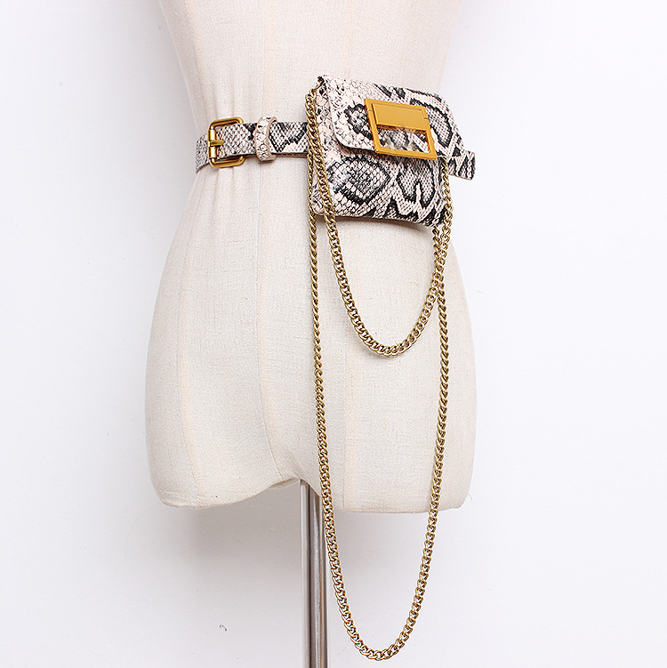 Concave Shape Double-layer Chain Decoration Mini Square Belt Bag