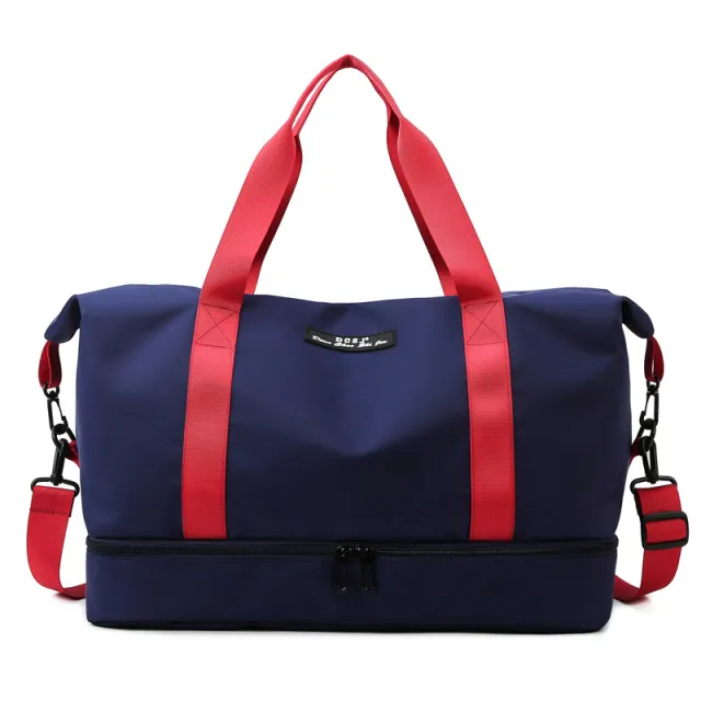 Large Capacity Travel Duffle Bag With Shoes Compartment Portable Sports Gym Fitness Waterfproof Shoulder Bag Weekender Overnight Handbag Women Blue - Shop at LoveMi