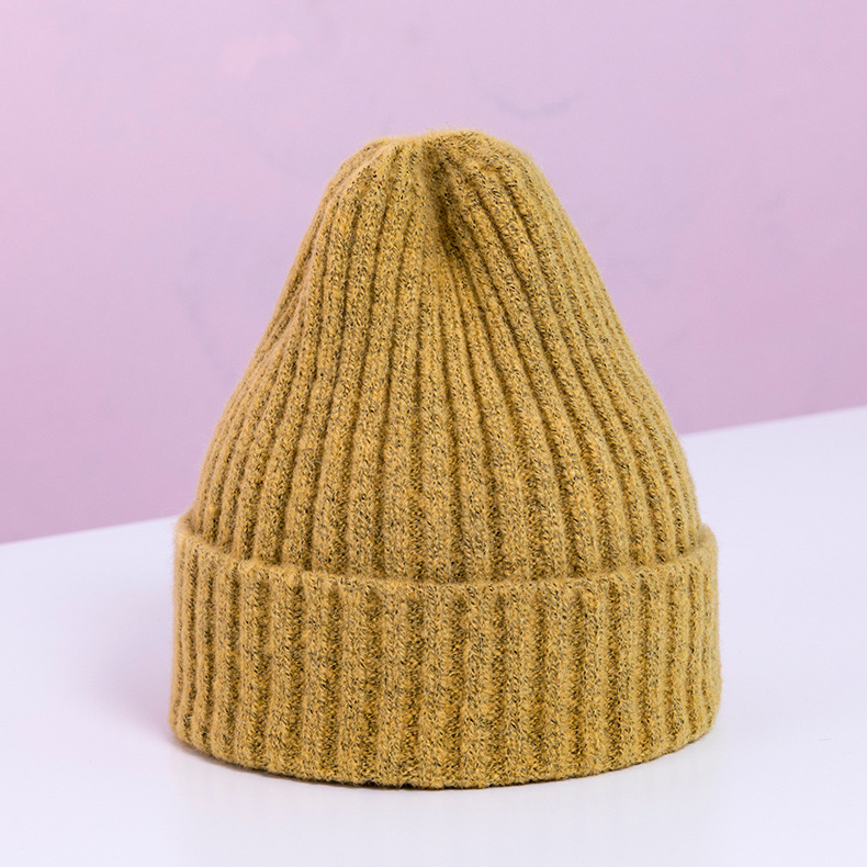 Title 5, thickened soft solid color all-match wool hat