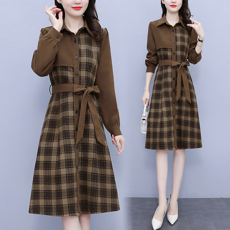 Plus Size Women's Temperament Age-reducing And Slim Plaid Skirt