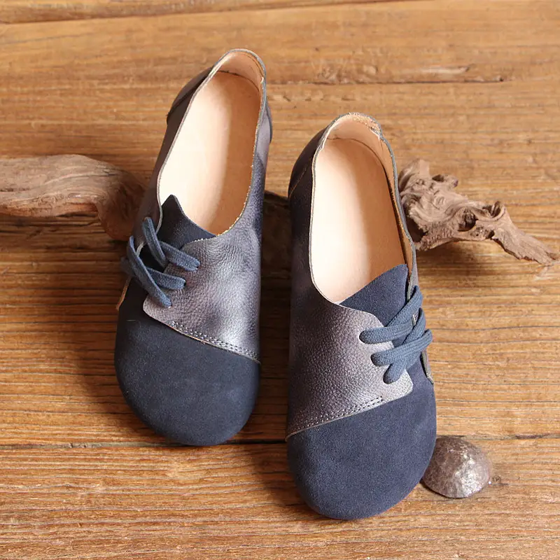 Women's First Layer Cowhide Flat Shoes Genuine Leather Shallow Mouth