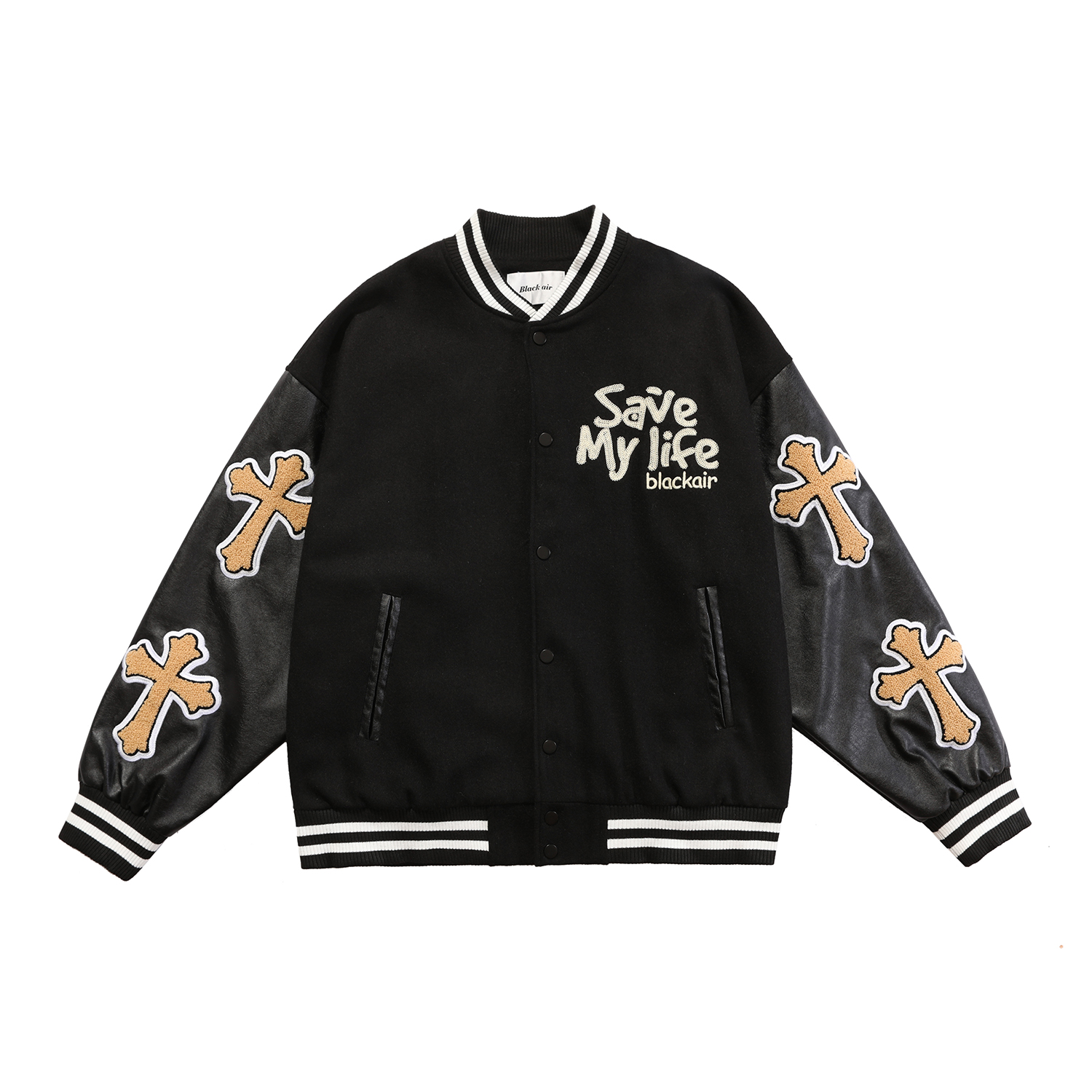 National Tide Hip Hop High Street Cross Embroidered Baseball Jersey