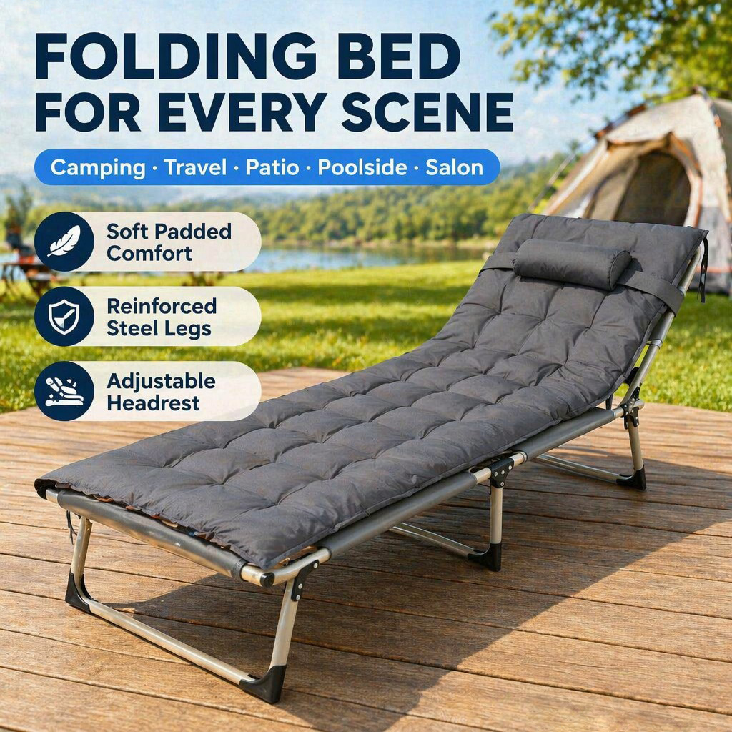 Folding Bed Camping Travel Heavy Duty Foldable A Dult Lightweight With Mattress