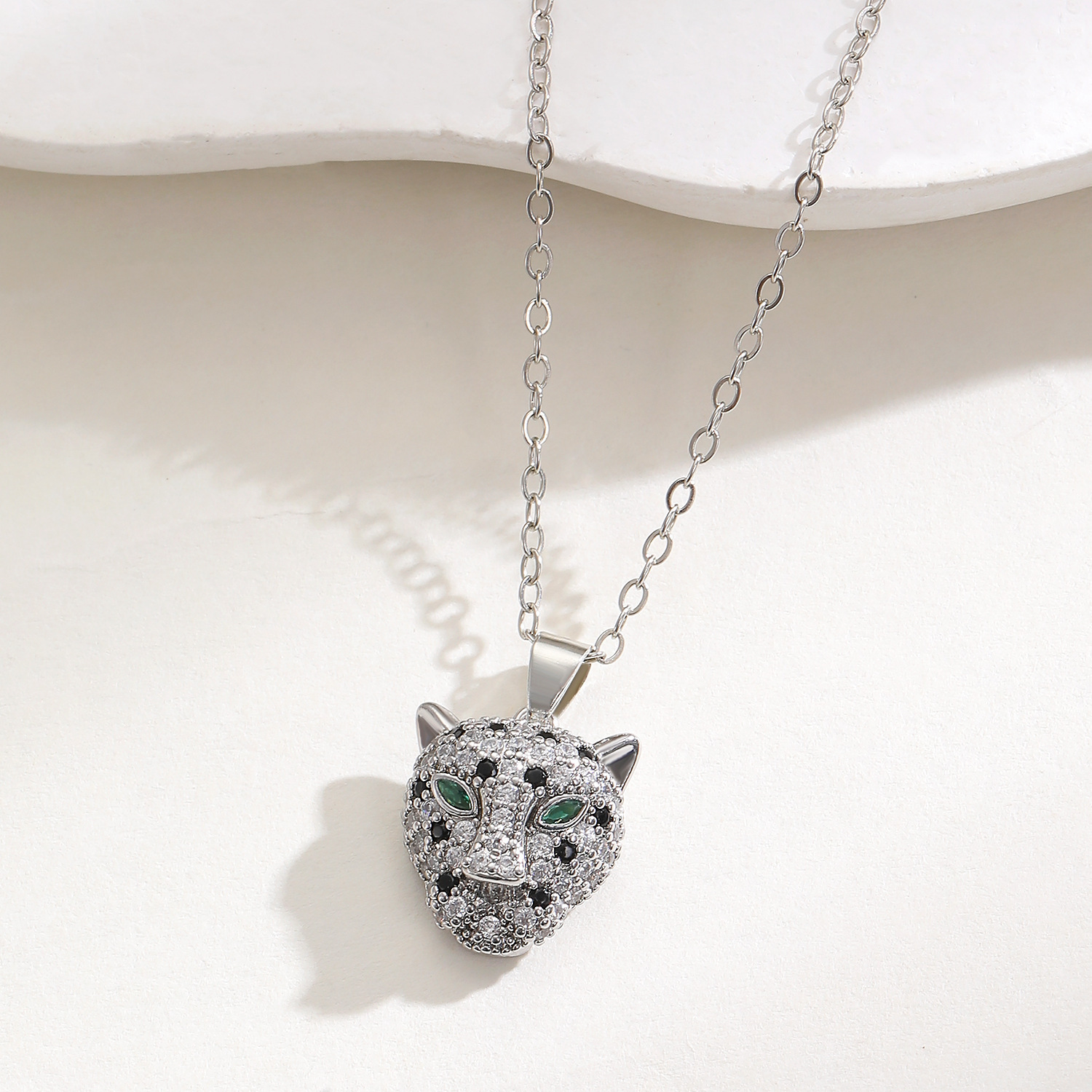 Hip Hop Leopard Head Pendant Earring Necklace Set