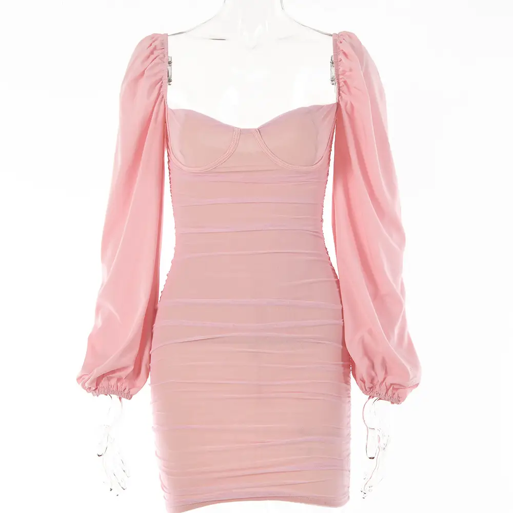 New Style Dress With Long Sleeves Back Wrapped