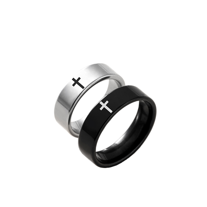 Stainless steel couple ring with cross