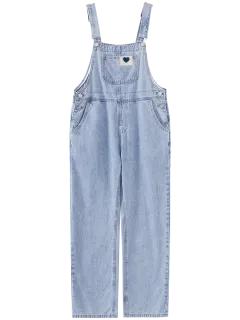 Design Sense Niche High Waist Slim Denim Suspenders Trousers - Blue - View 1