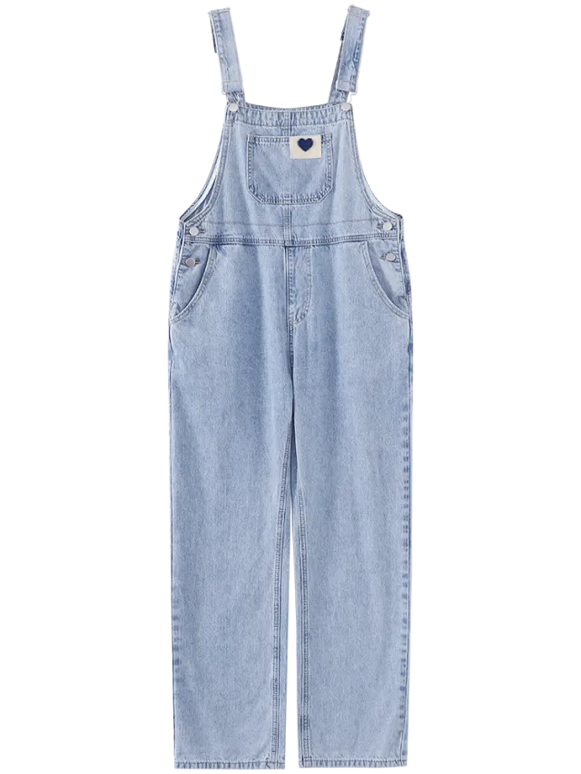 Design Sense Niche High Waist Slim Denim Suspenders Trousers Blue - Shop at LoveMi