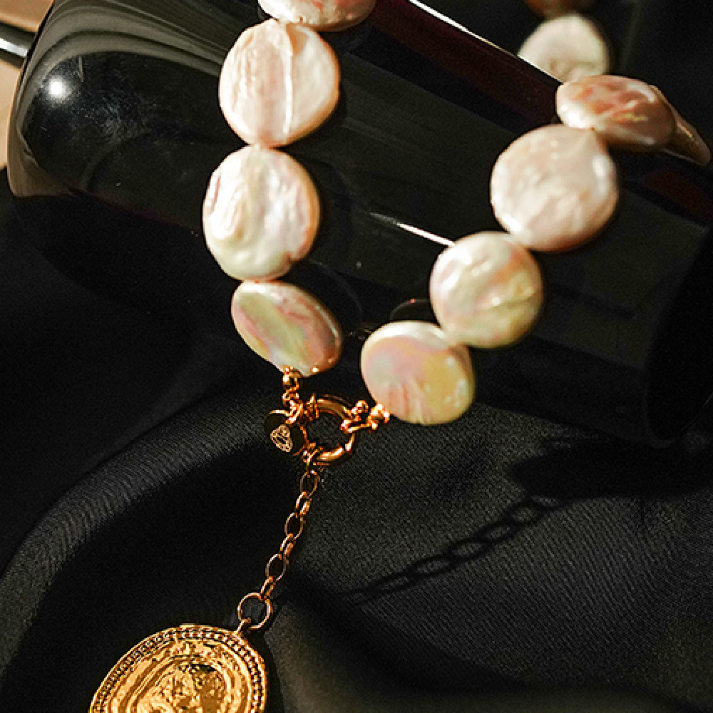 Vintage Gold Coin Badge Necklace