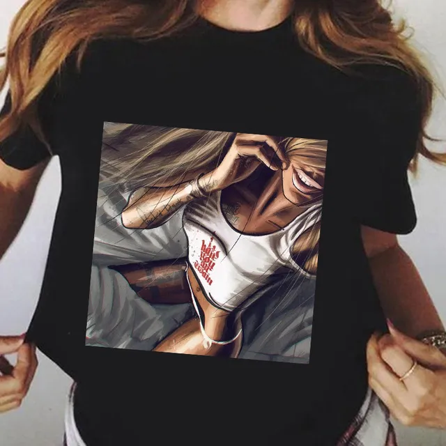 Summer Fashion Plus Size Black T shirt Short Sleeve Women 2 Style - Shop at LoveMi