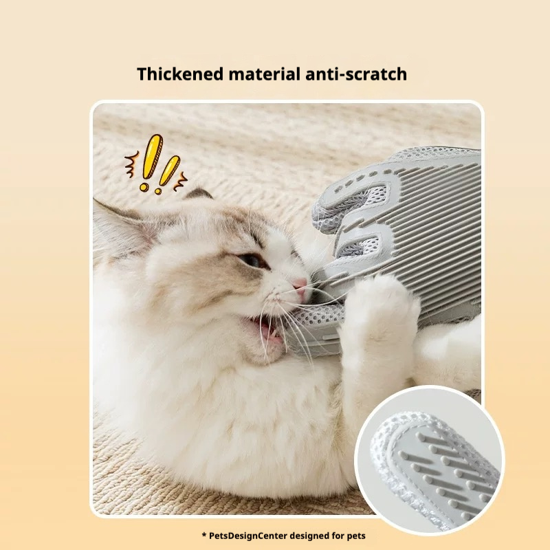 Pet grooming glove removing hair effectively