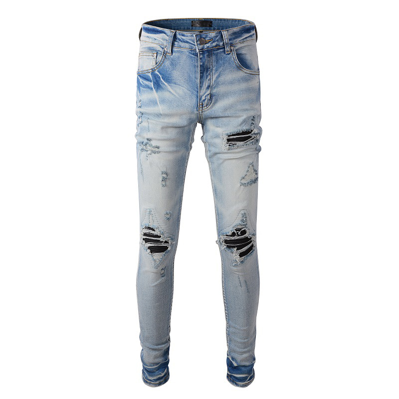 Title 3, Calça jeans skinny slim fit masculina azul clar...