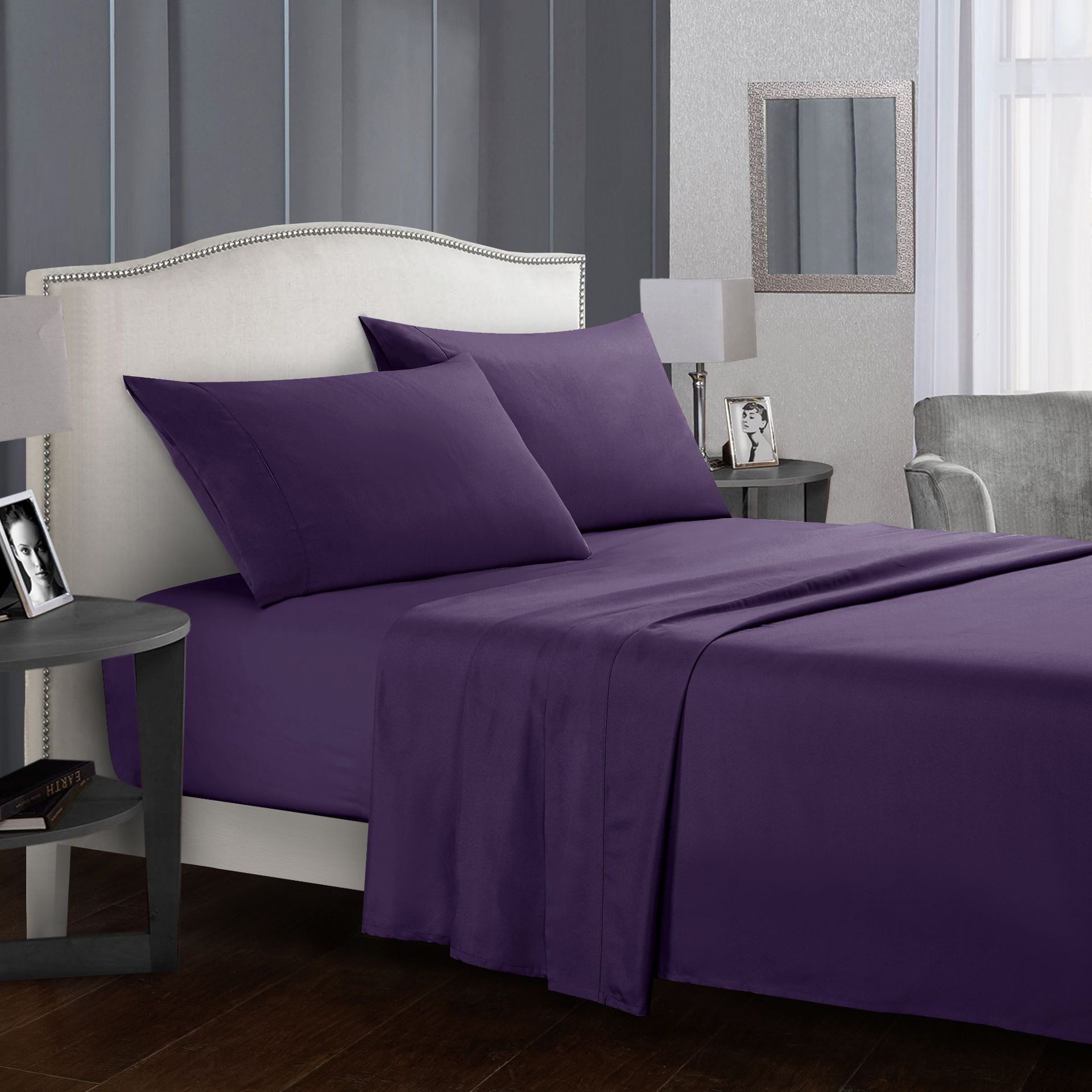 King 4-Piece Sheet Set — Purple
