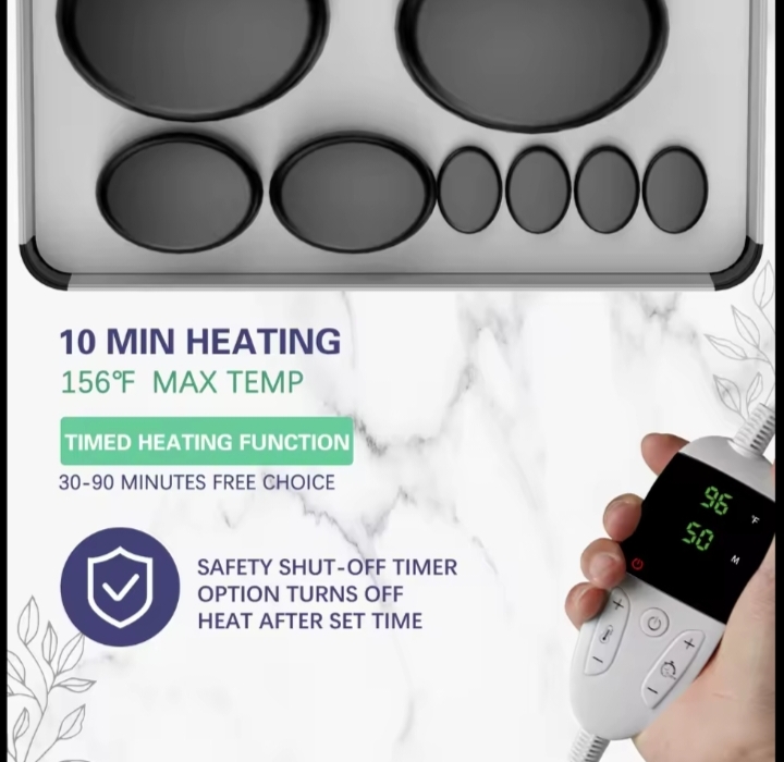 Kit de massage professionnel aux pierres chaudes avec chauffage numérique à contrôle – Image 5