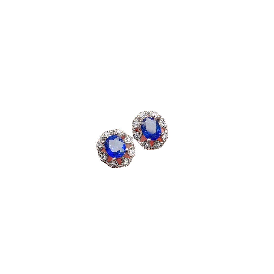 Women's Natural Sapphire Stud Earrings - Image 5