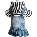 Black Striped Solid Denim