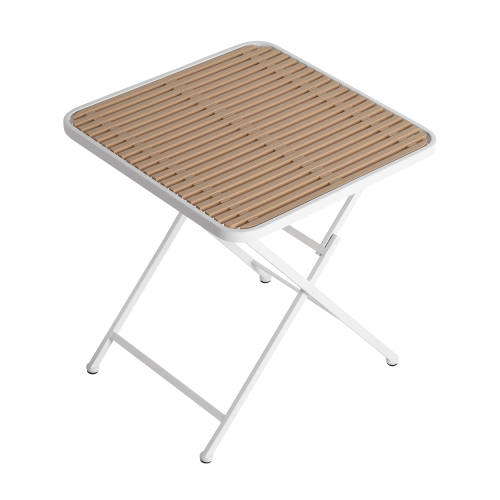 Modern Folding Square Table Indoor And Outdoor Multi functional Table Polypropylene Tabletop With Metal Legs, Suitable For Dining Rooms, Living... Khakiwhite - Shop at LoveMi