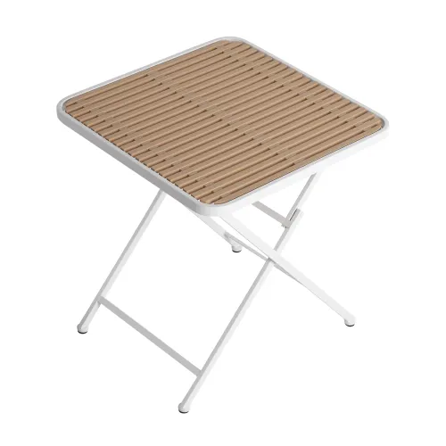 Modern Folding Square Table Indoor And Outdoor Multi functional Table Polypropylene Tabletop With Metal Legs, Suitable For Dining Rooms, Living... Khakiwhite - Shop at LoveMi