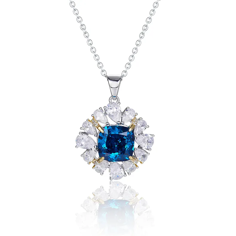 S925 Silver 4g Lab-Created Gemstone Necklace, 10x10mm