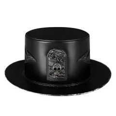 European And American Punk Neutral Flat Top Big Brim Magic Hat Gentleman Top Hat Women - Black - View 1