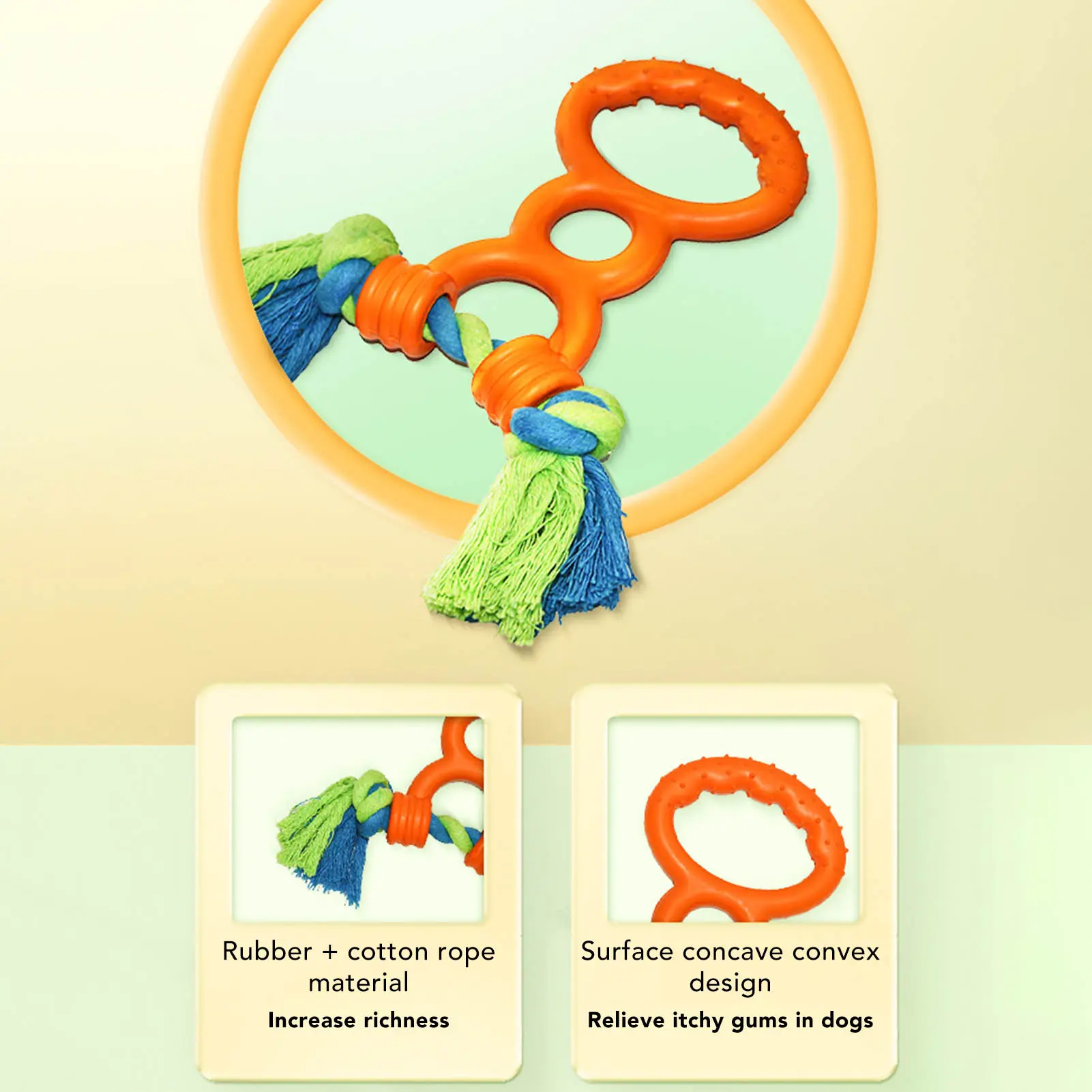 Dog Rubber Ring Rope Toy Safe Portable