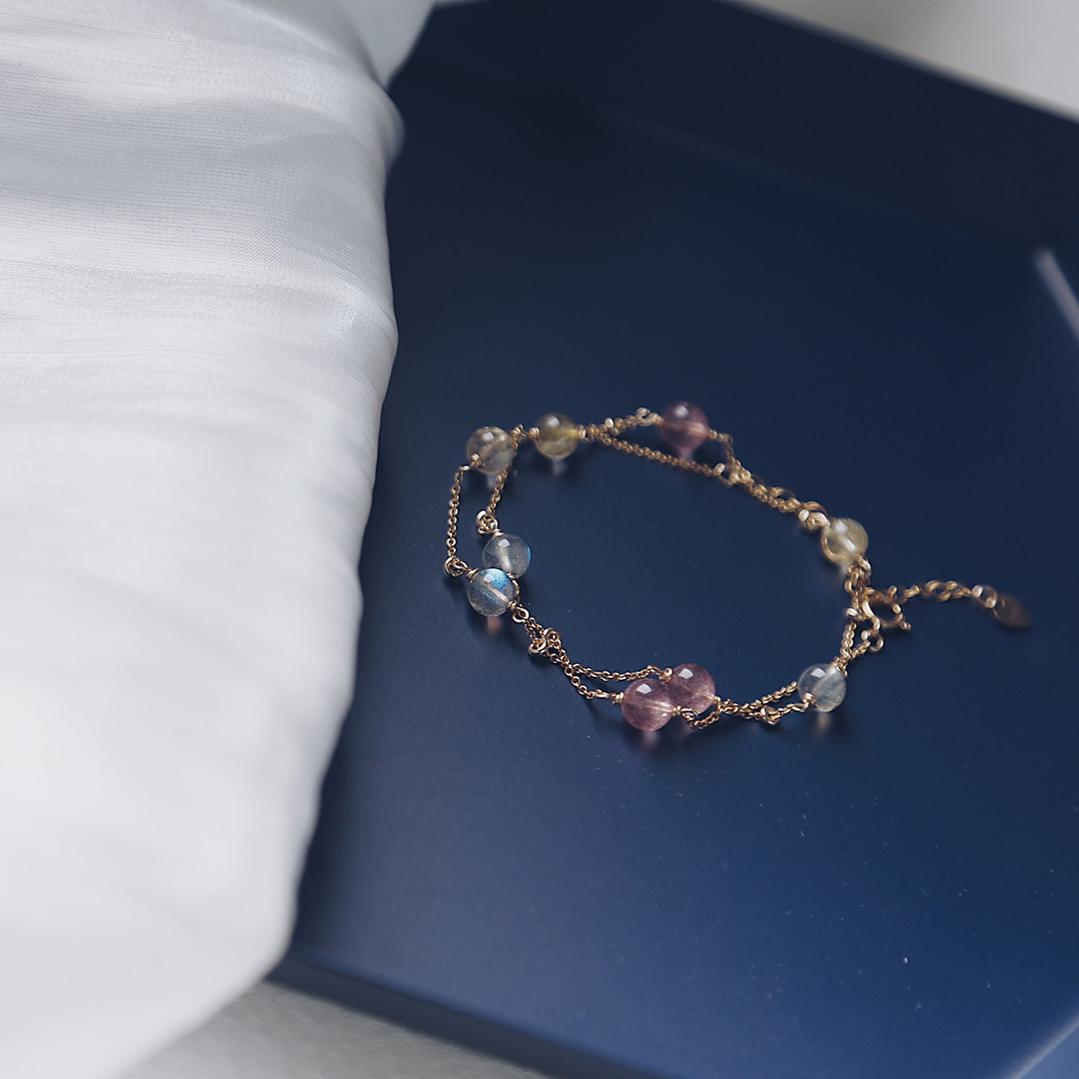 Rainbow Double Layer Crystal Bracelet Female Strawberry Crystal On Wrist