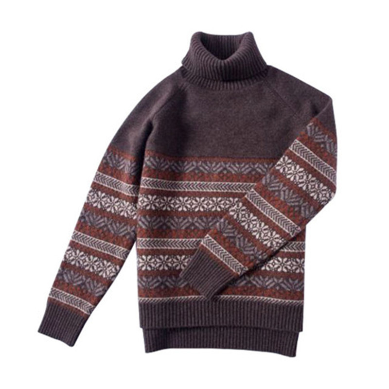 High Neck Women's Thick Jacquard Sweater Loose