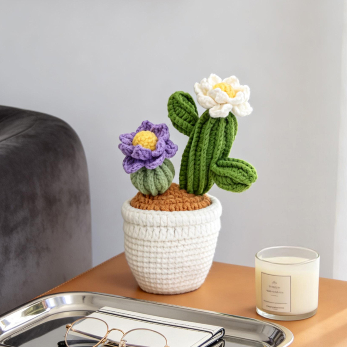 Crochet Flowering Cactus Pot Ornament