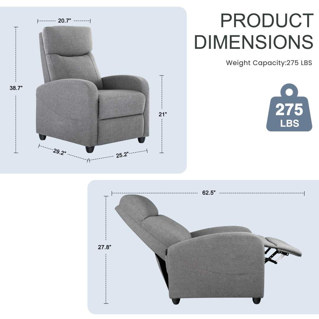 Recliner Chair PU Leather Recliner Sofa No Massage image 4