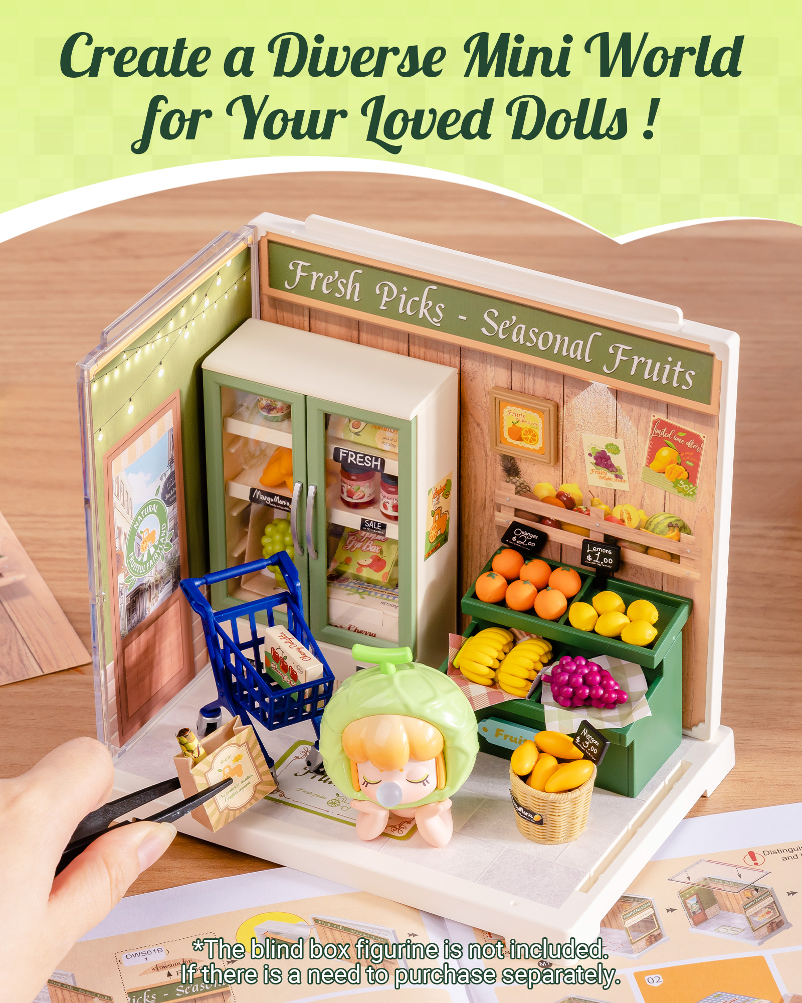 Rolife Super Creative DIY Plastic Mini House Set - 3D Puzzle With Dust Cover, Compatible With Mini Figures, Multiple Themes Available, Home Decor, Teen And Adult Gift