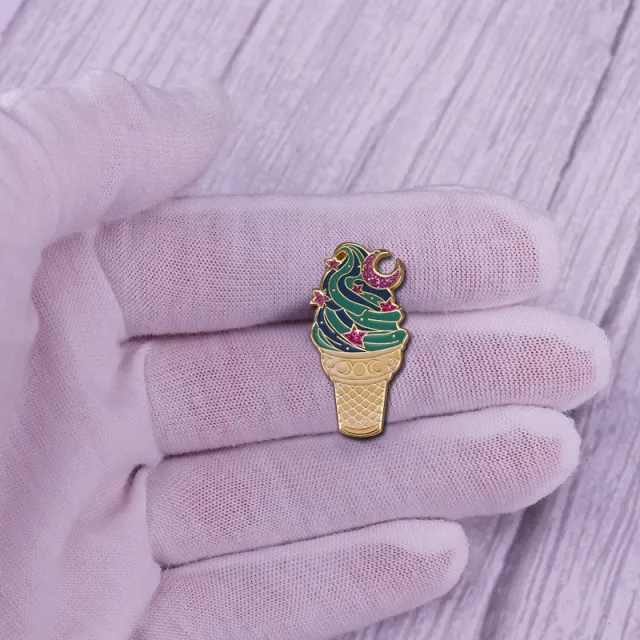 Cone Ice Cream Brooch Glitter Dessert Food Badge Gold - Shop at LoveMi