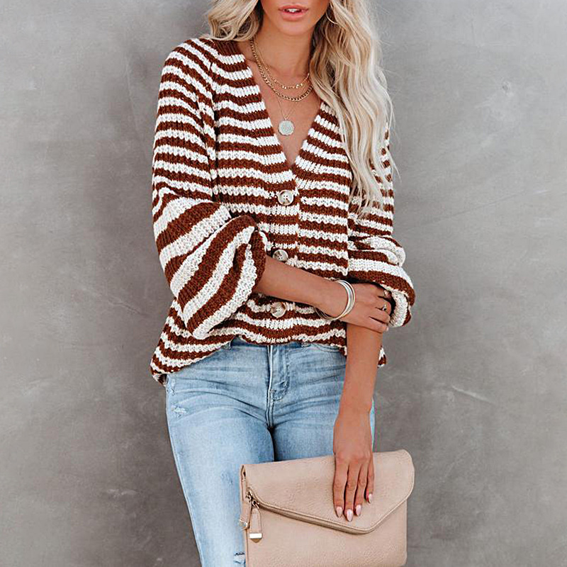 Title 4, Womens Lazy Fashion Loose Striped Single-breas...