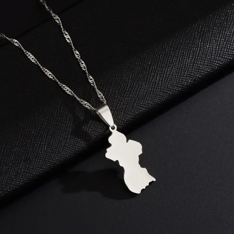 European And American Fashion Stainless Steel Guyana Map Necklace