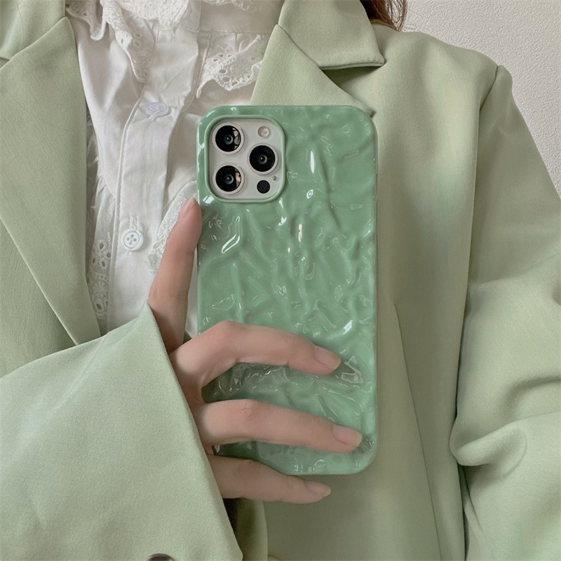 Funda celular color matcha verde sólido simple