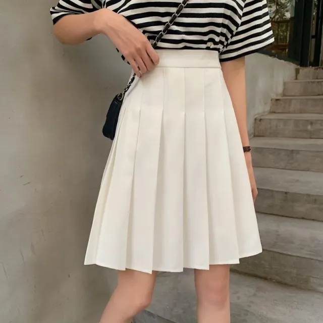 Women's Elastic High waisted A line Skirt White - Shop at LoveMi