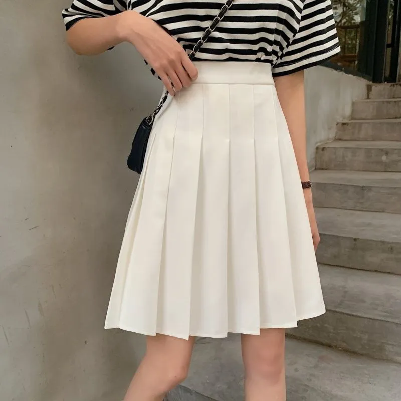 Women's Elastic High-waisted A-line Skirt - White