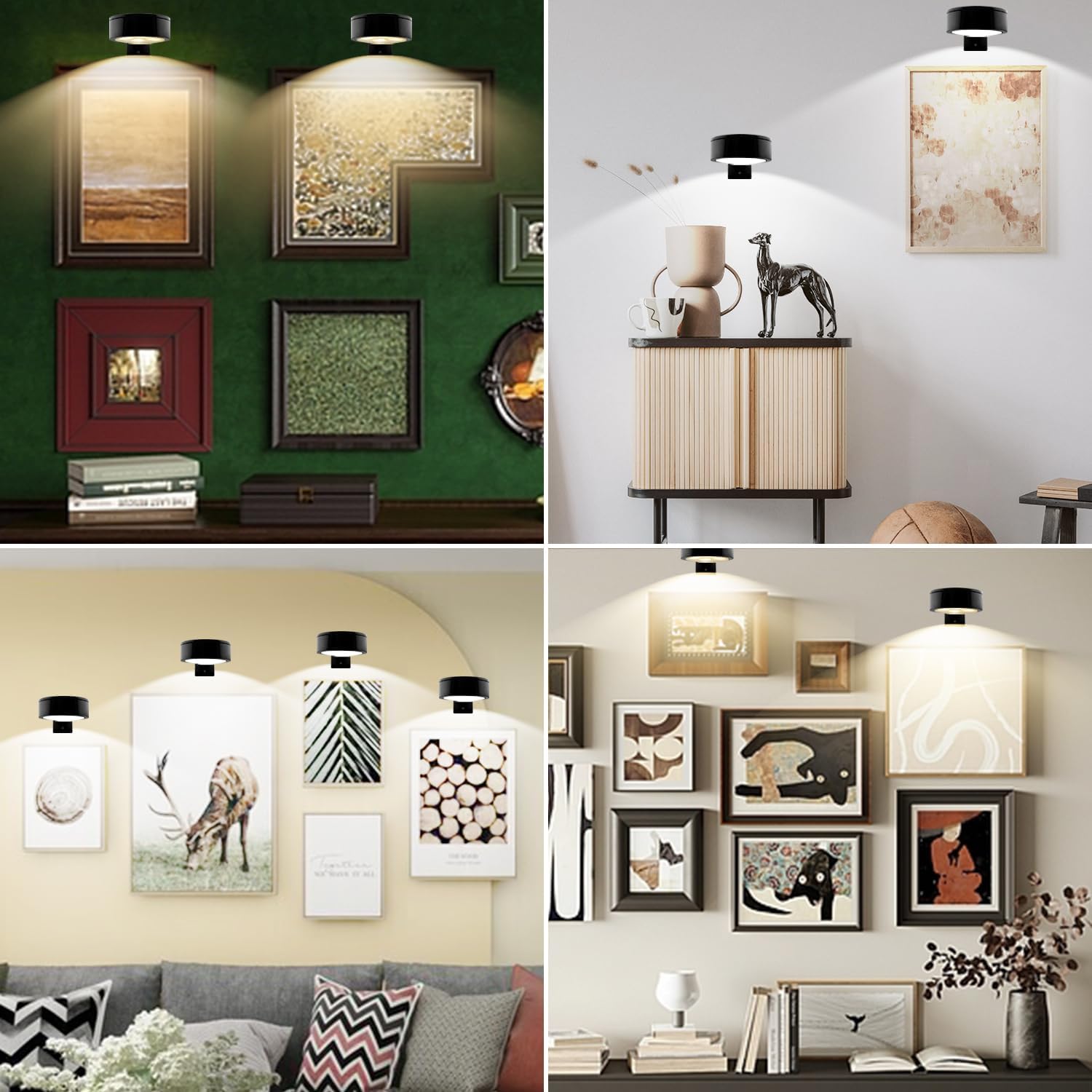 Picture Lights For Wall, 3 Lighting Modes Magnetic Art Display Light,Battery Operated Led Painting Light With Remote Control Dimmable & Timer,9Pack Black thumbnail 11