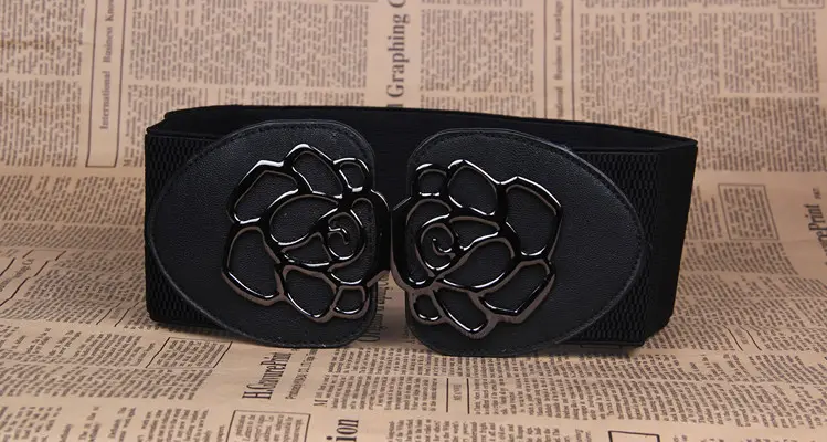 3 Women's Belts Elastic Rose Buckle Tight